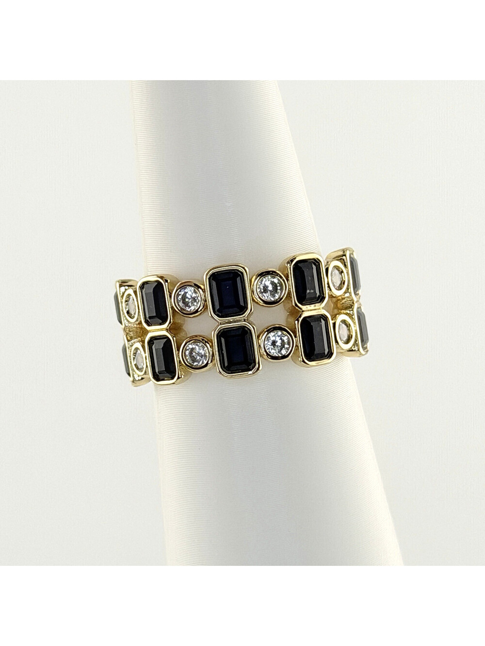Bomb Party Ring Sz 9 "Drama Delivered" Lab Created Sapphire +Quartz Yellow Gold